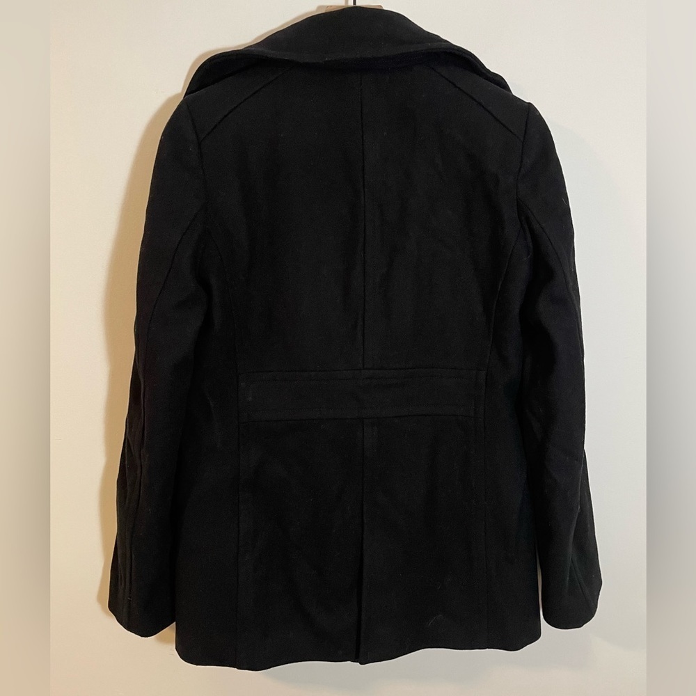 J Crew Women's Black Double Breasted Wool Pea Coat Size Medium Tall Style #66920 - Picture 4 of 9